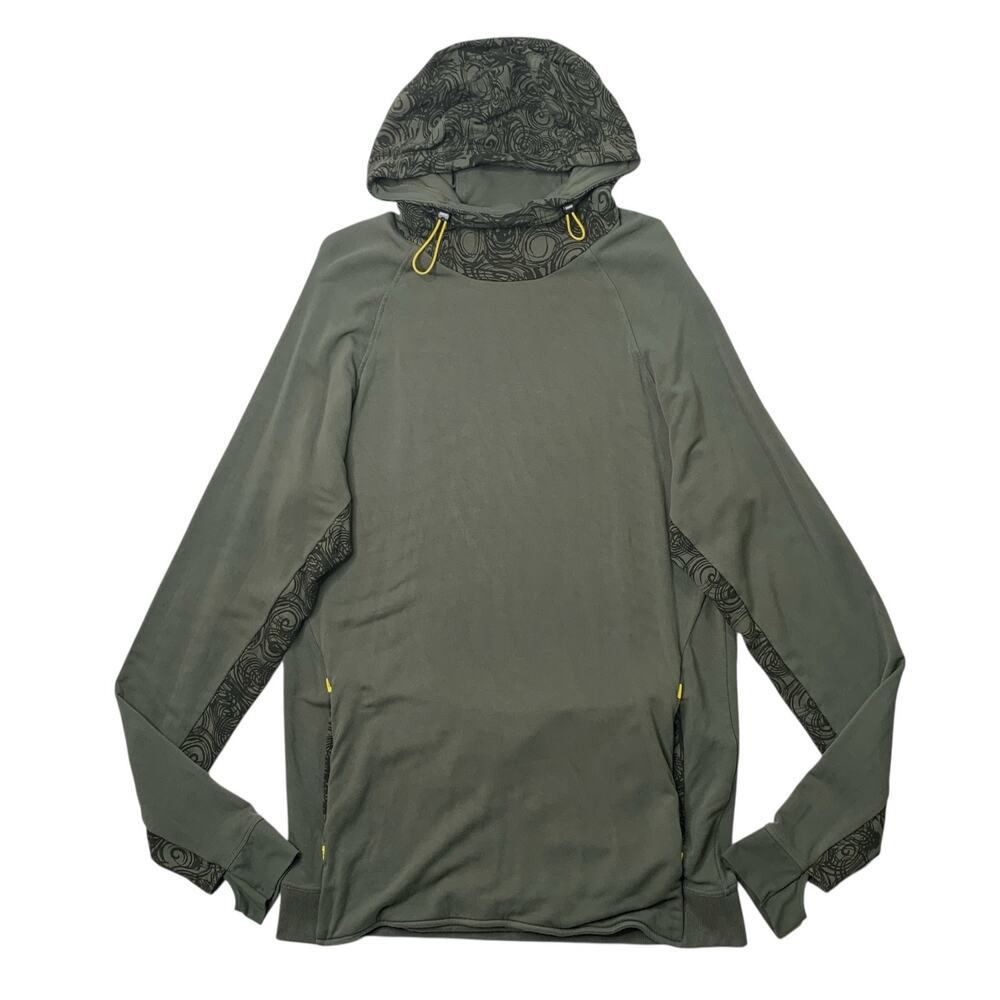 BMW Hoodie Womens L Large OD Green Fleece Lined Thumbholes Active Sweatshirt